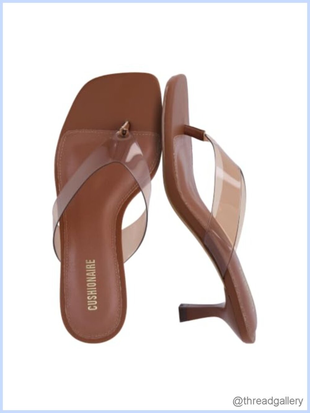 CUSHIONAIRE Mezzo Clear Strap Kitten Heels Square Toe Memory Foam Sandals